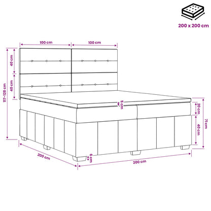 Boxspringbed met matras met hoofdeinde Zwart 200 x 200 cm Stof