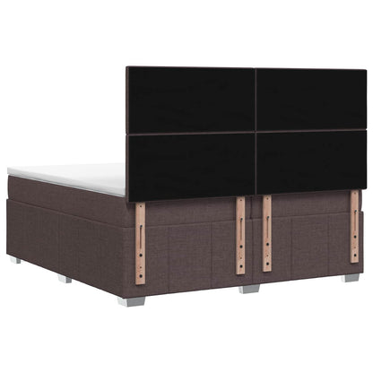 Boxspringbed met matras Donkerbruin 200 x 200 cm Stof