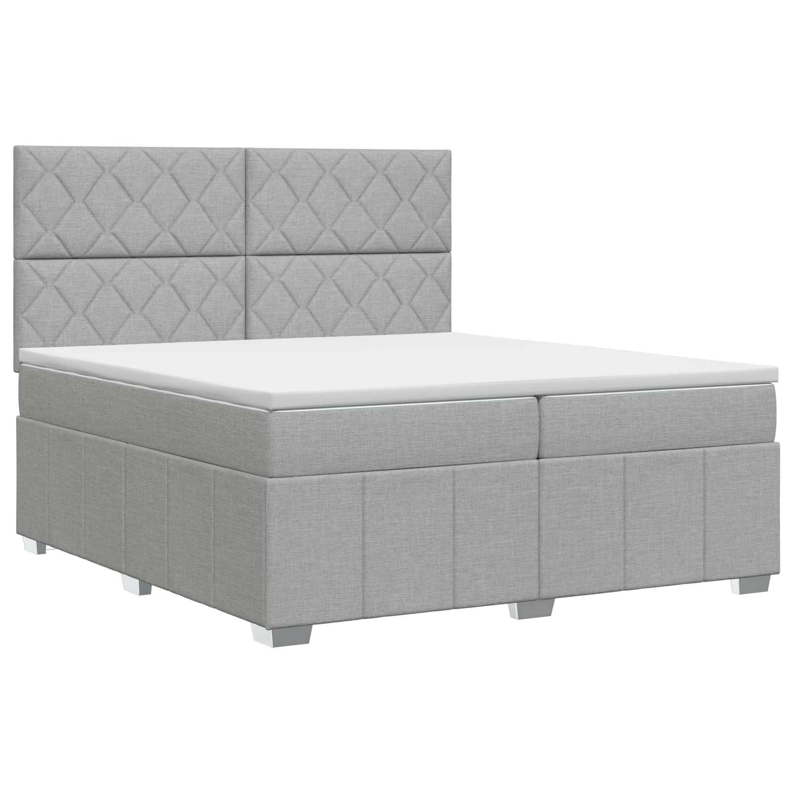 Boxspringbed met matras Lichtgrijs 200 x 200 cm Stof