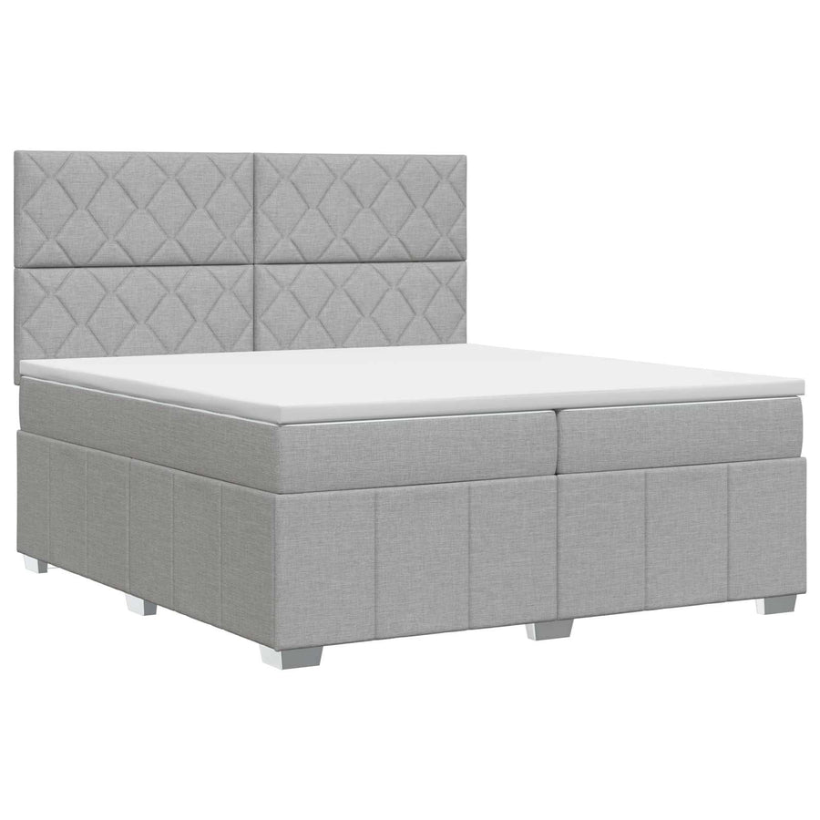 Boxspringbed met matras Lichtgrijs 200 x 200 cm Stof