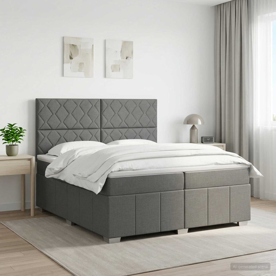 Boxspringbed met matras Donkergrijs 200 x 200 cm Stof