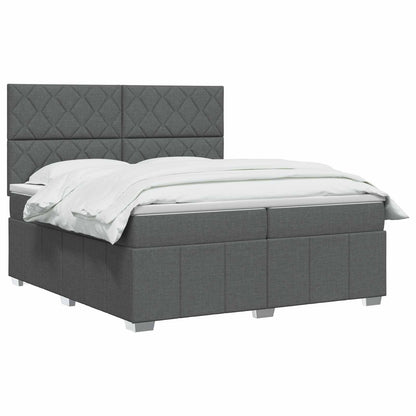 Boxspringbed met matras Donkergrijs 200 x 200 cm Stof