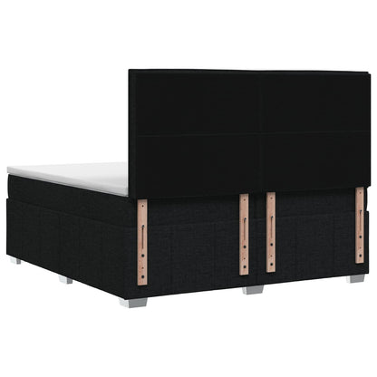 Boxspringbed met matras met hoofdeinde Zwart 200 x 200 cm Stof
