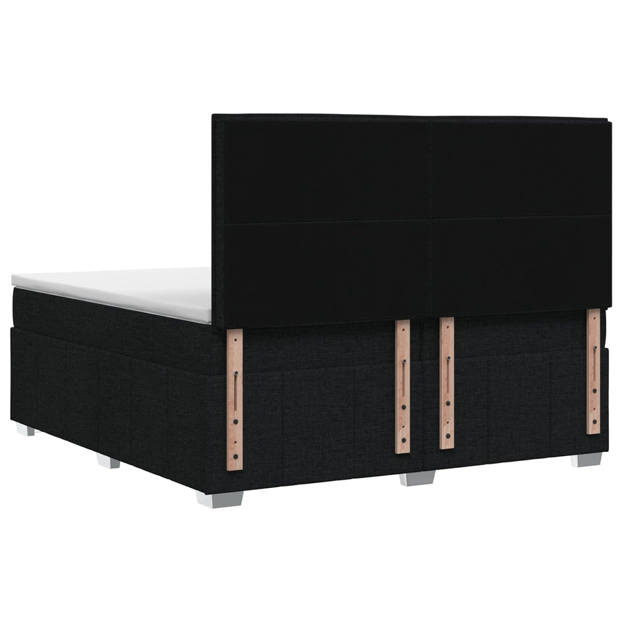 Boxspringbed met matras met hoofdeinde Zwart 200 x 200 cm Stof