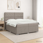 Boxspringbed 200x200 cm taupe matras hoofdeinde stof