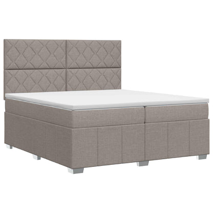 Boxspringbed met matras met hoofdeinde Taupe 200 x 200 cm Stof