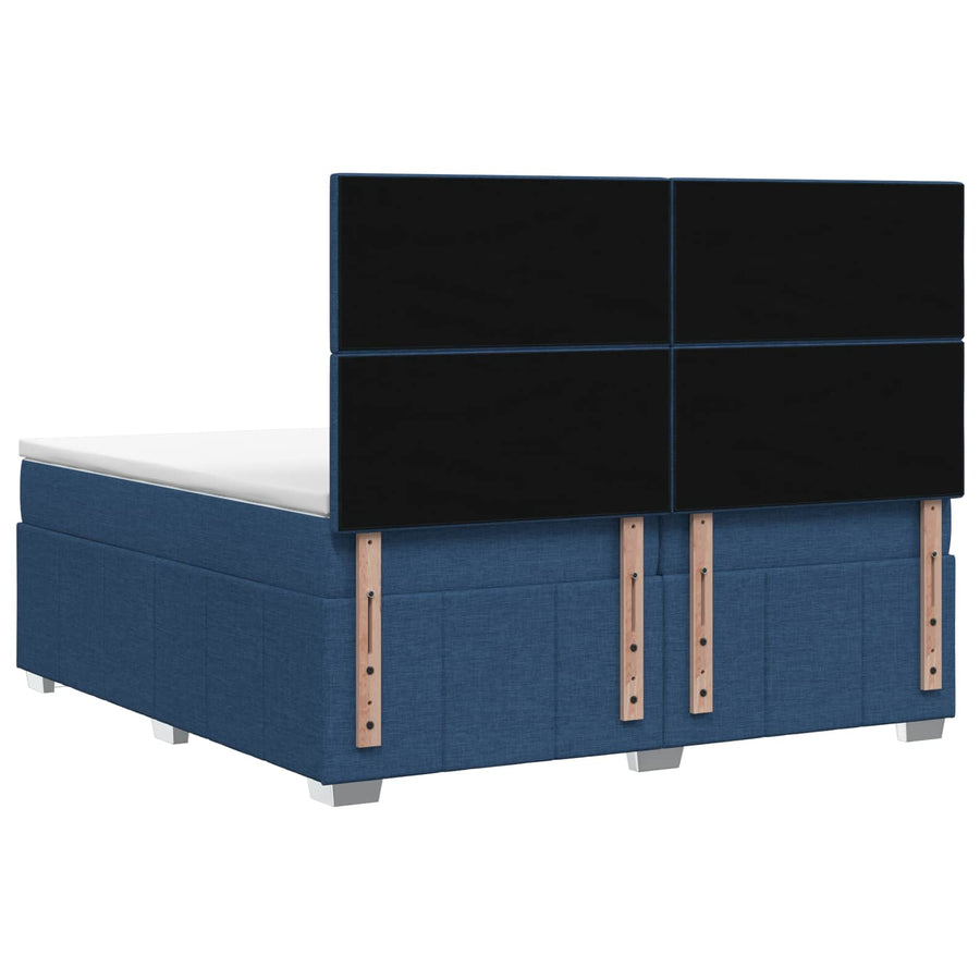 Boxspringbed met matras met hoofdeinde Blauw 200 x 200 cm Stof