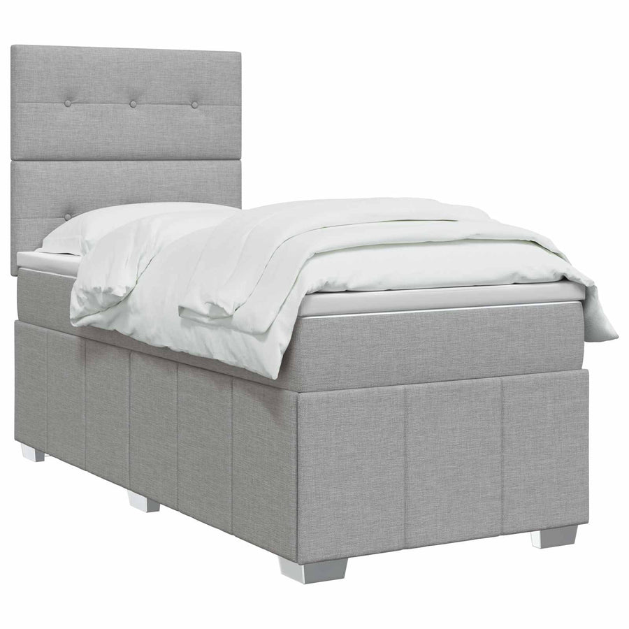 Boxspringbed met matras met hoofdeinde Lichtgrijs Enkel Stof