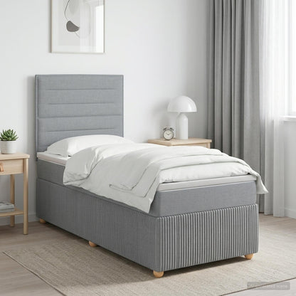 Boxspringbed met matras met hoofdeinde Lichtgrijs Enkel Stof