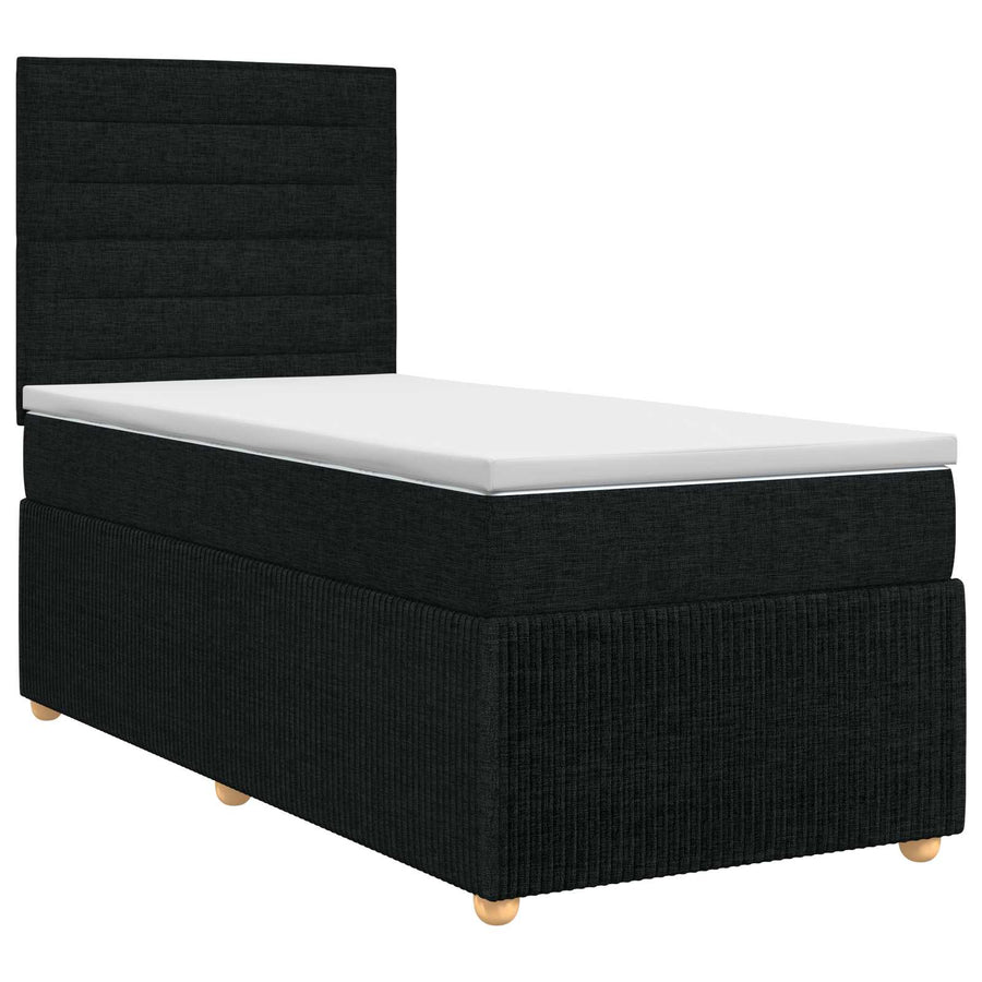 Boxspringbed met matras met hoofdeinde Zwart 80 x 200 cm Stof
