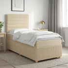 Boxspringbed 100x200 cm crèmekleurig stof