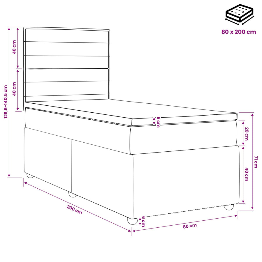 Boxspringbed met matras Crèmekleurig 80 x 200 cm Stof
