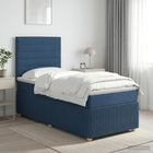 Boxspringbed 100x200 cm blauw stof met matras en hoofdeinde