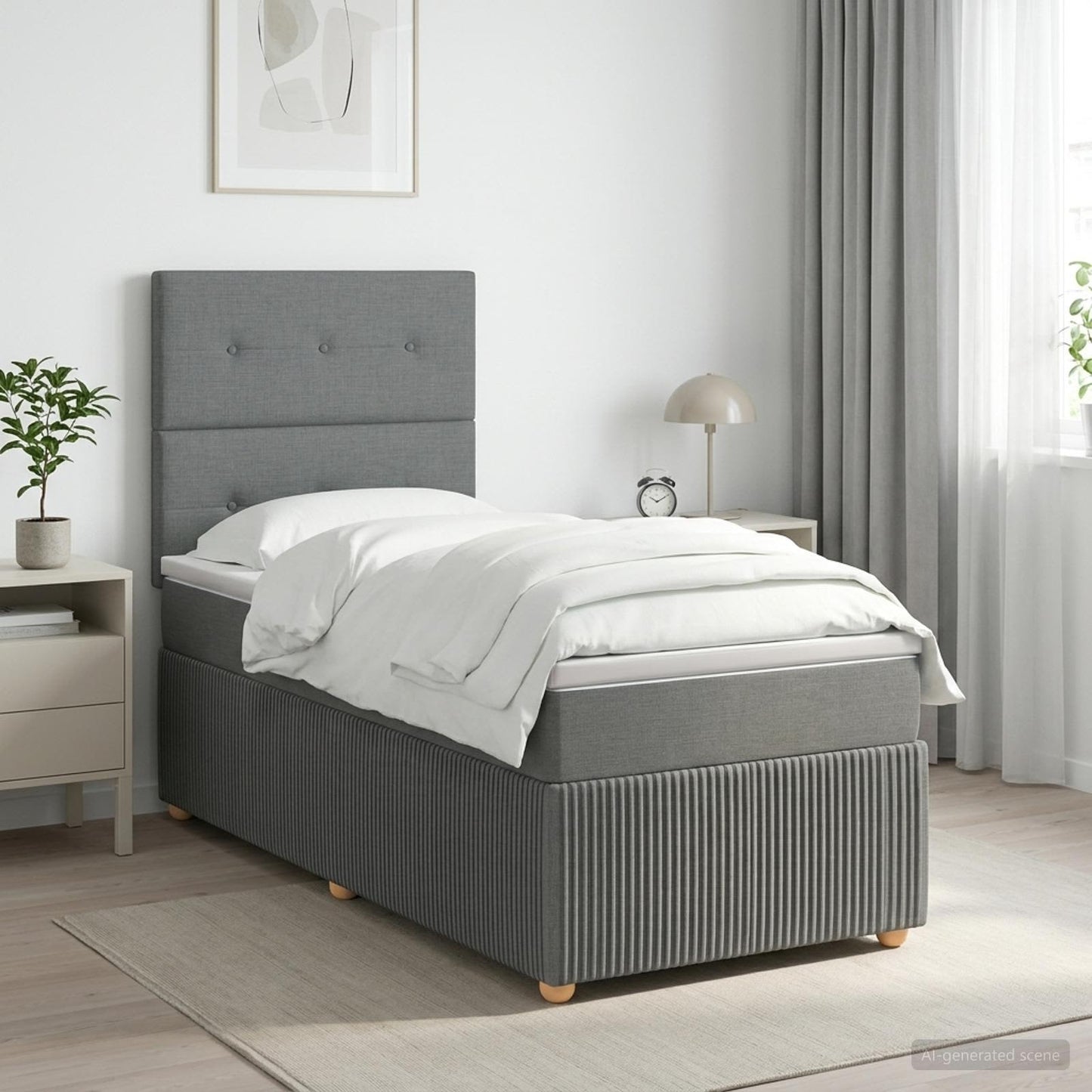 Boxspringbed met matras Donkergrijs 90 x 190 cm Stof