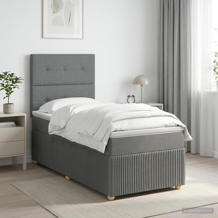 Boxspringbed met matras Donkergrijs 100 x 200 cm Stof