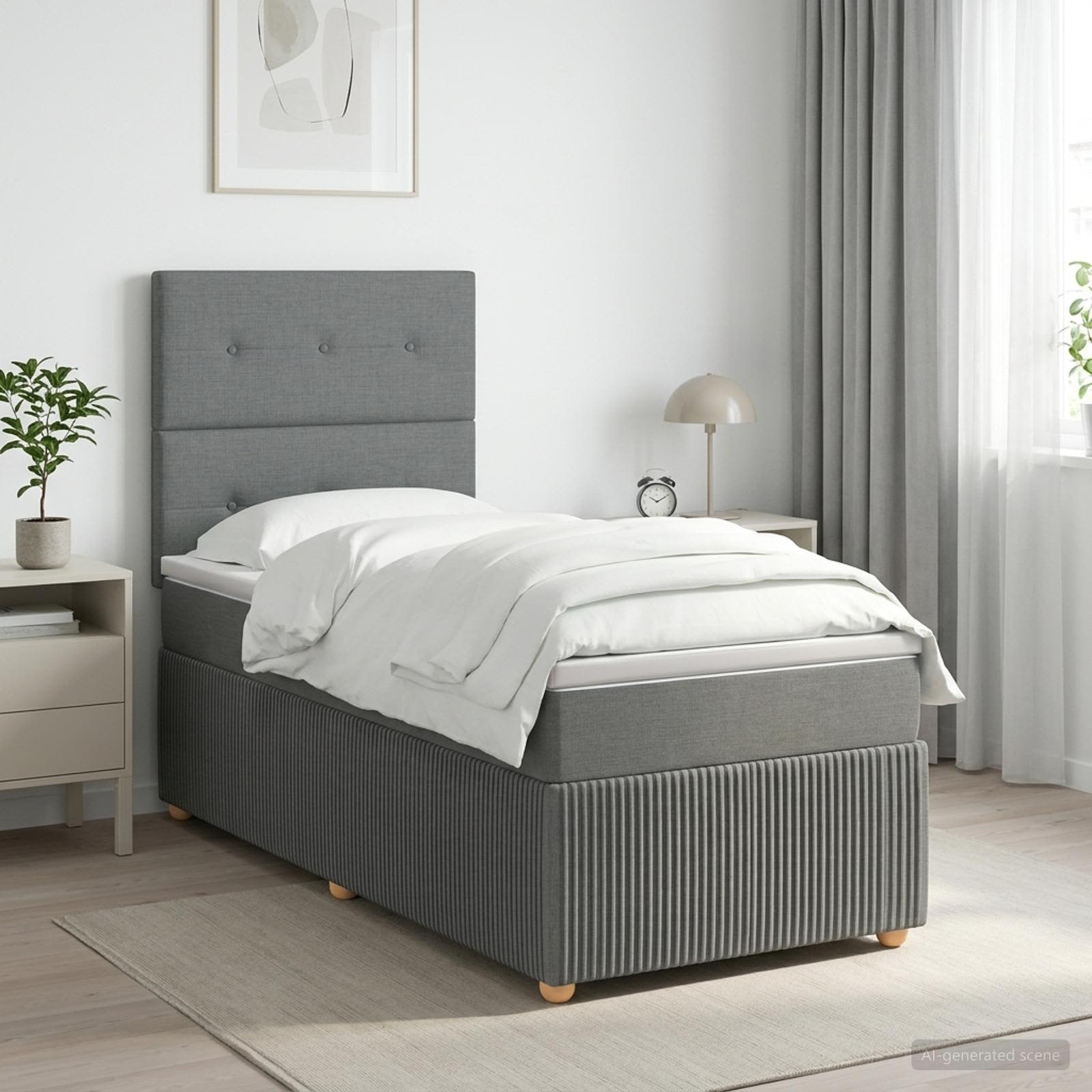 Boxspringbed met matras Donkergrijs 90 x 200 cm Stof
