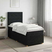 Boxspringbed met matras met hoofdeinde Zwart 100 x 200 cm Stof