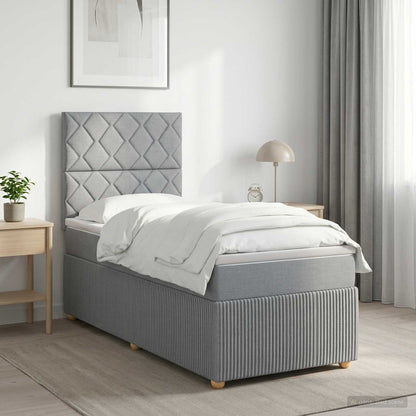Boxspringbed met matras Lichtgrijs 90 x 200 cm Stof