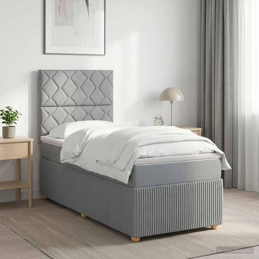 Boxspringbed met matras Lichtgrijs 90 x 200 cm Stof