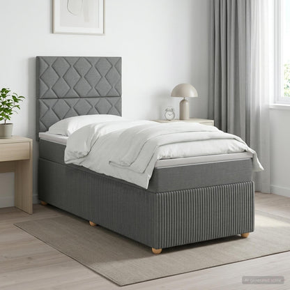 Boxspringbed met matras Donkergrijs 90 x 190 cm Stof