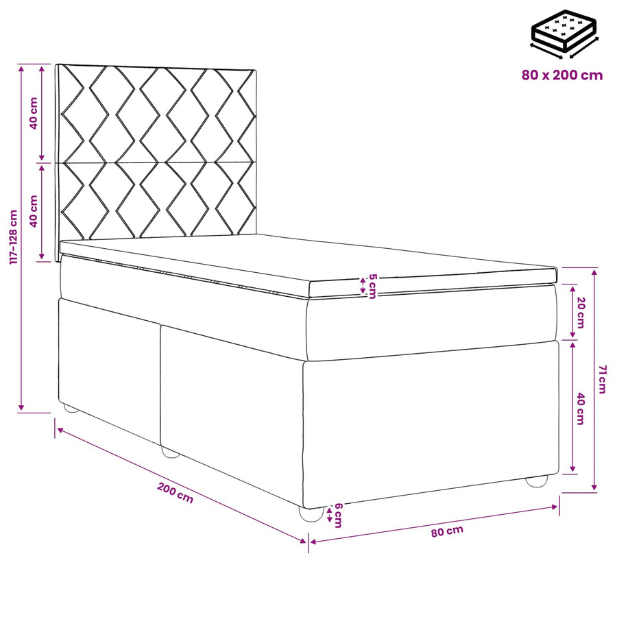 Boxspringbed met matras Donkergrijs 80 x 200 cm Stof