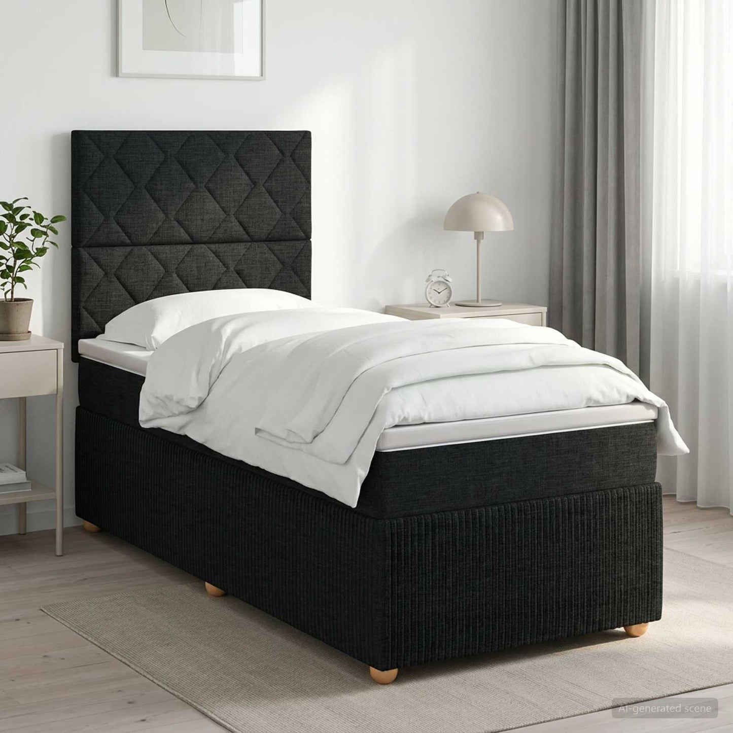 Boxspringbed met matras met hoofdeinde Zwart 80 x 200 cm Stof