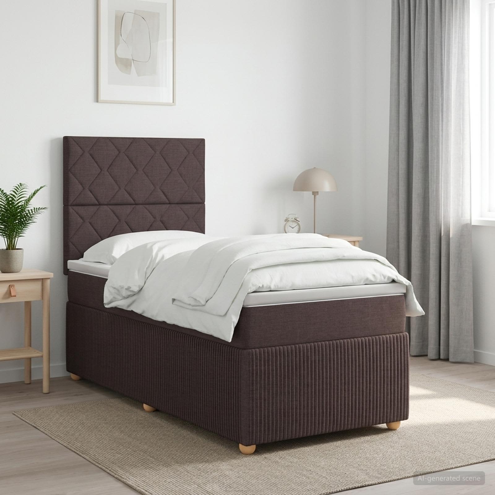 Boxspringbed met matras Donkerbruin 90 x 190 cm Stof