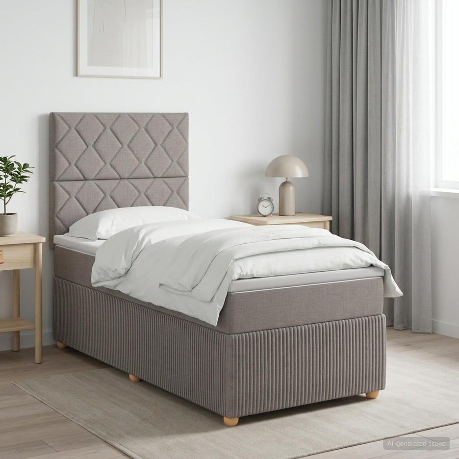 Boxspringbed met matras met hoofdeinde Taupe 100 x 200 cm Stof