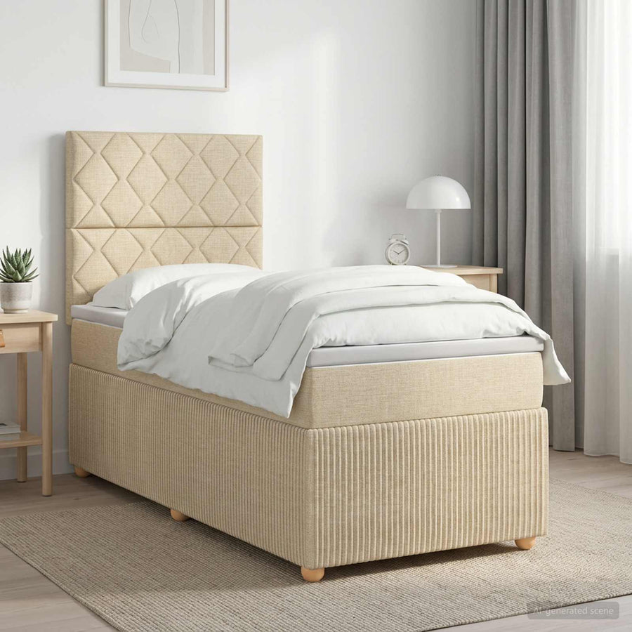 Boxspringbed met matras Crèmekleurig 90 x 200 cm Stof
