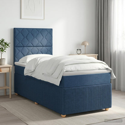 Boxspringbed met matras met hoofdeinde Blauw 90 x 200 cm Stof