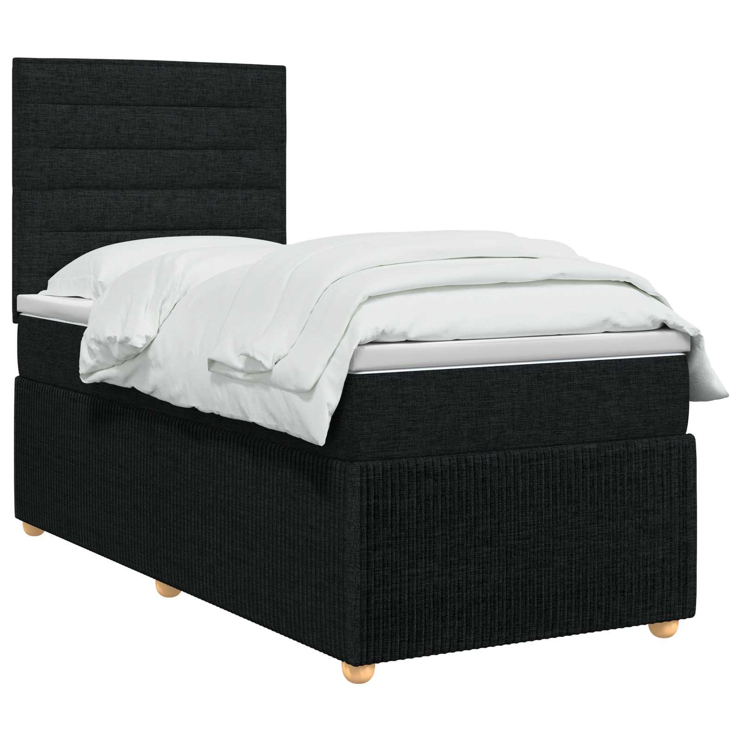 Boxspringbed met matras met hoofdeinde Zwart 90 x 190 cm Stof