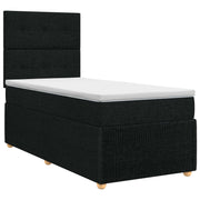 Boxspringbed 90x190 cm zwart stof met matras hoofdeinde