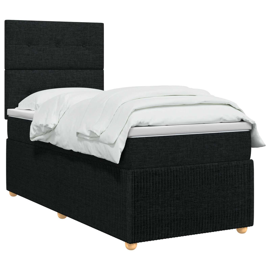 Boxspringbed met matras met hoofdeinde Zwart 90 x 190 cm Stof