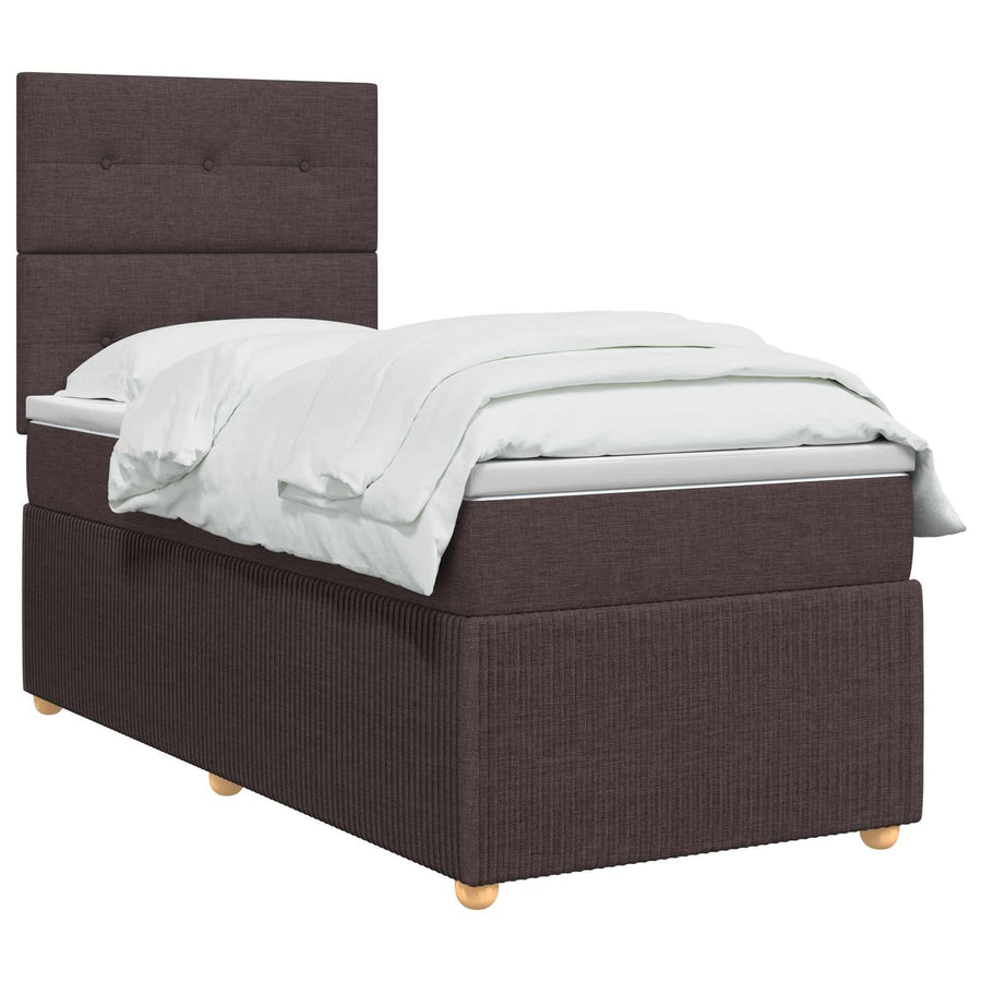 Boxspringbed met matras Donkerbruin 90 x 190 cm Stof