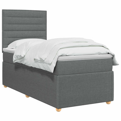 Boxspringbed met matras Donkergrijs 90 x 200 cm Stof