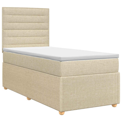 Boxspringbed met matras Crèmekleurig 90 x 200 cm Stof