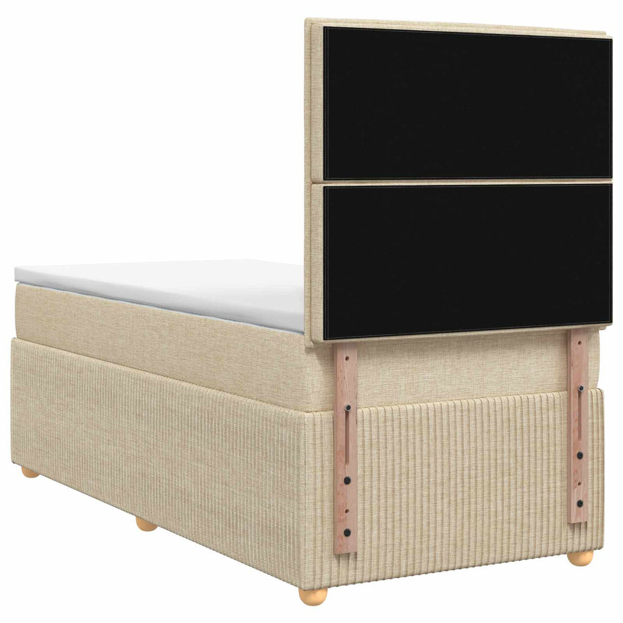 Boxspringbed met matras Crèmekleurig 90 x 200 cm Stof