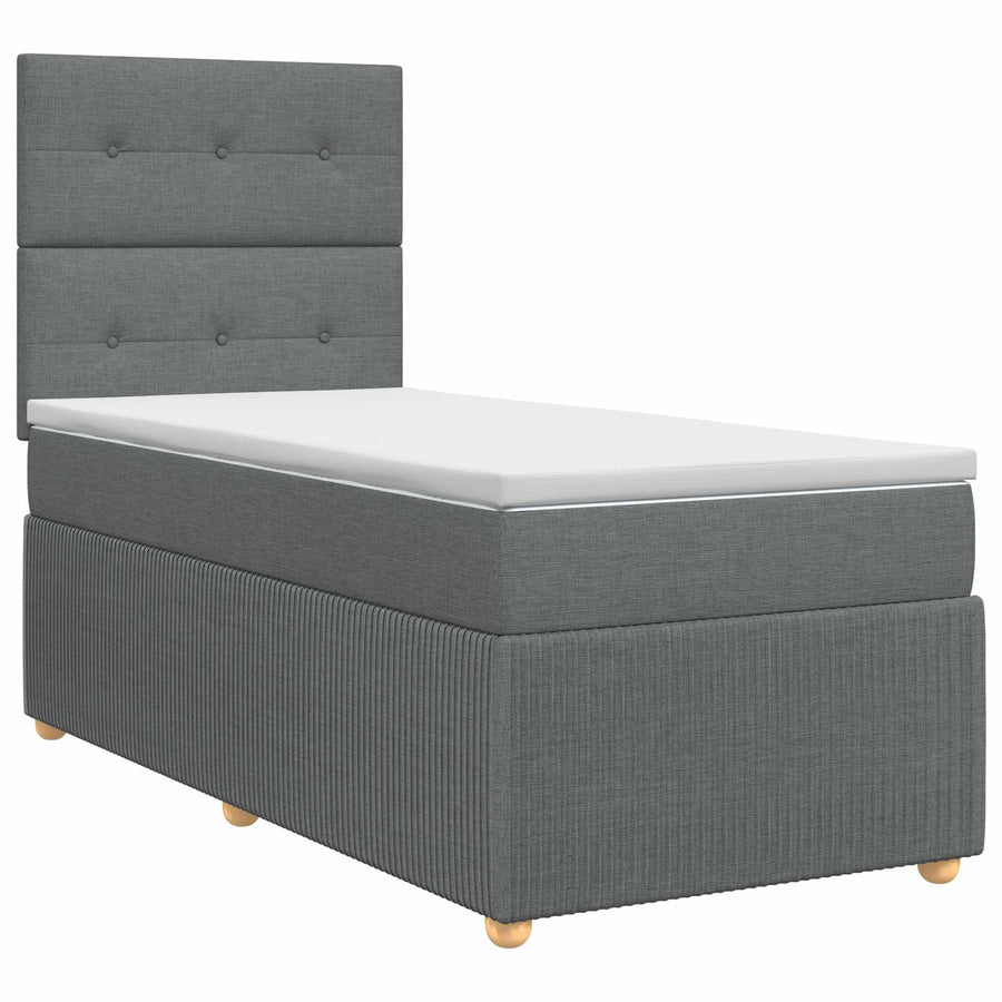 Boxspringbed met matras Donkergrijs 90 x 200 cm Stof