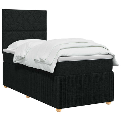 Boxspringbed met matras met hoofdeinde Zwart 90 x 200 cm Stof