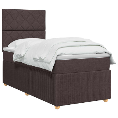 Boxspringbed met matras Donkerbruin 90 x 200 cm Stof