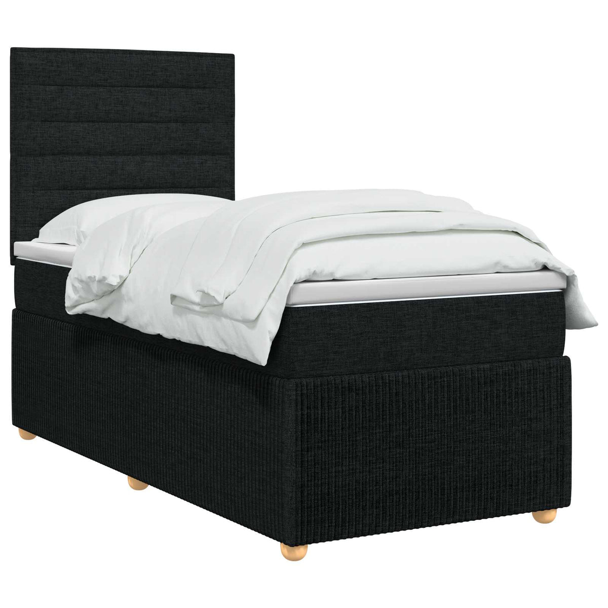 Boxspringbed met matras met hoofdeinde Zwart 100 x 200 cm Stof