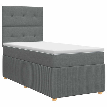 Boxspringbed met matras Donkergrijs 100 x 200 cm Stof