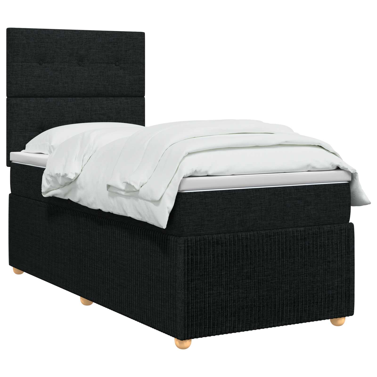Boxspringbed met matras met hoofdeinde Zwart 100 x 200 cm Stof