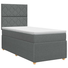 Boxspringbed met matras Donkergrijs 100 x 200 cm Stof