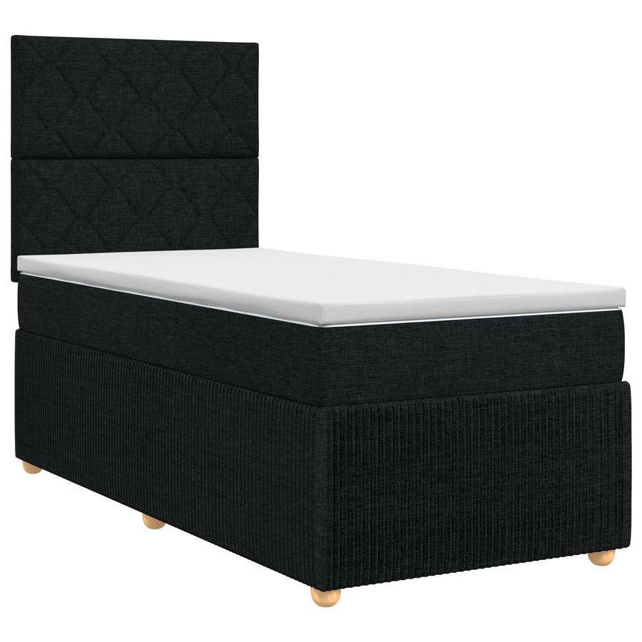 Boxspringbed met matras met hoofdeinde Zwart 100 x 200 cm Stof
