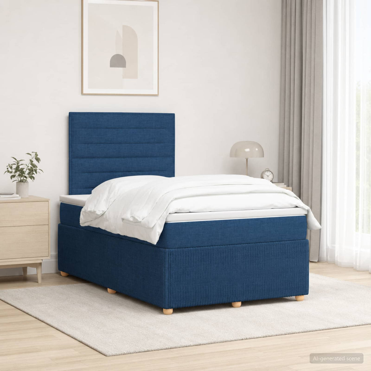 Boxspringbed met matras met hoofdeinde Blauw 120 x 200 cm Stof