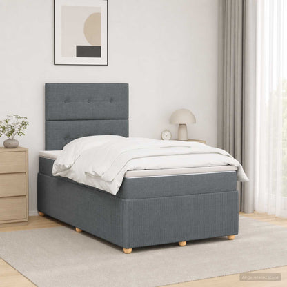 Boxspringbed met matras Donkergrijs 120 x 190 cm Stof
