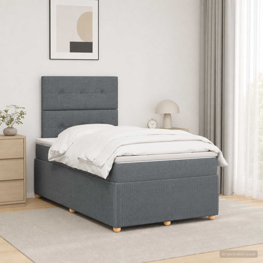 Boxspringbed met matras Donkergrijs 120 x 200 cm Stof