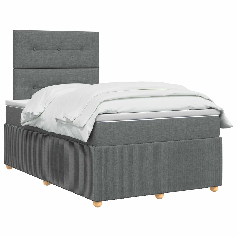 Boxspringbed met matras Donkergrijs 120 x 190 cm Stof