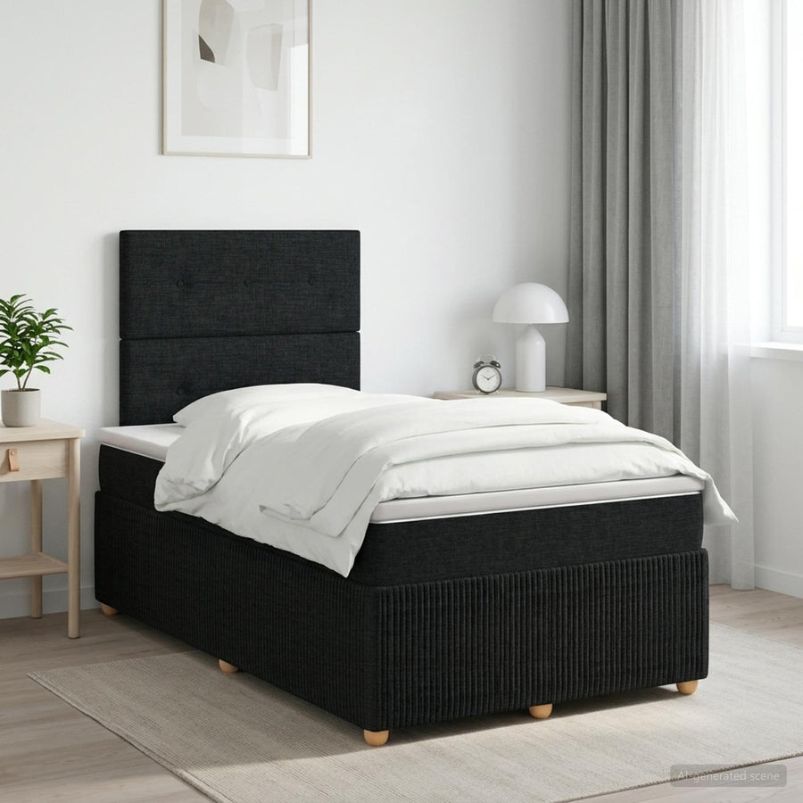 Boxspringbed met matras met hoofdeinde Zwart 120 x 190 cm Stof